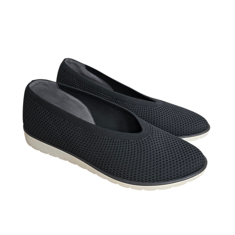 Eileen Fisher Gray Heaven Stretch Wedge Knit Ballet Flats Slip On Women Size 7.5